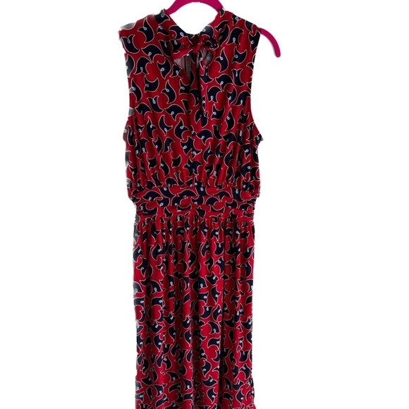 NWT LEOTA Red and Navy High Neck Ladies Career Party Dress, M - Picture 4 of 8
